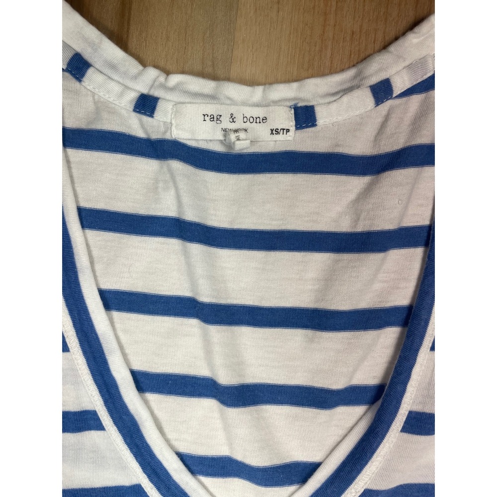 Rag & Bone Blue White Striped Sleeveless‎ V-Neck Maxi Dress XS Lyocell Cotton - Picture 3 of 10